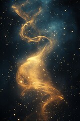 Glowing gold dust particles against a dark, magical backdrop