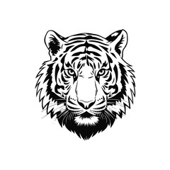Tiger Face Black Line Drawing