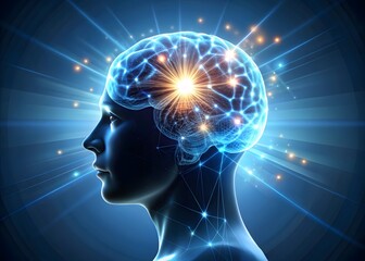 Obraz premium A human head with the brain abstract thought, and a background 