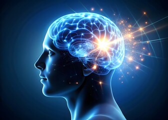 Obraz premium A human head with the brain abstract thought, and a background 