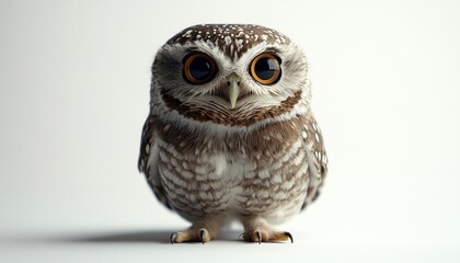 Naklejka premium wiselooking owl with large eyes, perched with wings folded neatly illustration isolate white background