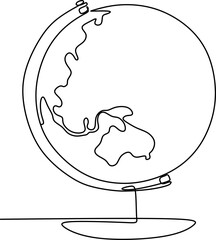 Line drawing of a globe. 