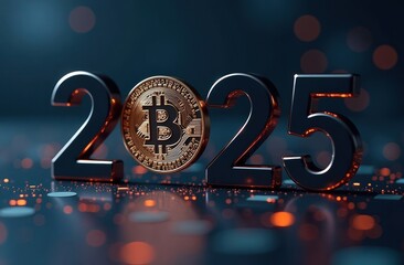 black numbers 2025 bitcoin icon instead of 0