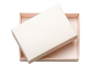 A white box with a pink lid is open. transparent background