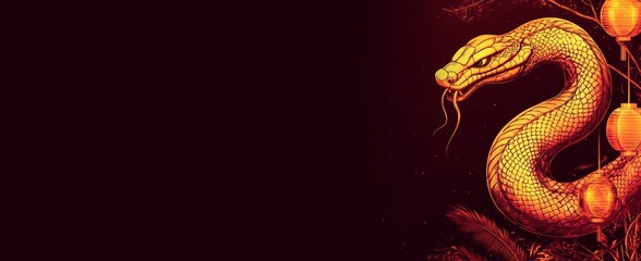 Obraz premium china happy new year traditional chinese snake on red background , happy new year 2025 , year of snake , background banner with copy space for text, Chinese zodiac symbol, Lunar new year concept.