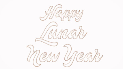Happy Lunar New Year with plastic style text effect on white background