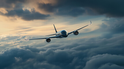 Fototapeta premium Futuristic US Spaceplane in Flight with Dramatic Sky