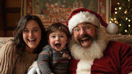Fototapeta premium A Surprised Family with Santa Claus During Christmas