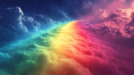 Fototapeta premium Rainbow Path Through Starry Clouds