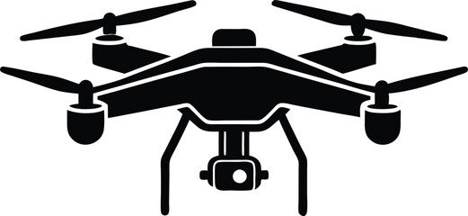 Drone silhouette vector, drone camera icon black silhouette