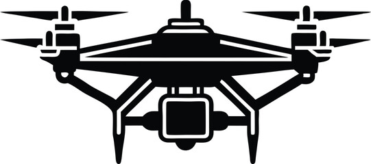 Drone silhouette vector, drone camera icon black silhouette