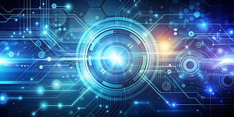Obraz premium Modern Technology Abstract Background with Futuristic Digital Data Elements, Circuit Connections, and Innovative Graphics for Presentations, Web Design, Branding, and High-Tech Content Creation