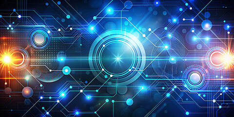 Obraz premium Modern Technology Abstract Background with Futuristic Digital Data Elements, Circuit Connections, and Innovative Graphics for Presentations, Web Design, Branding, and High-Tech Content Creation