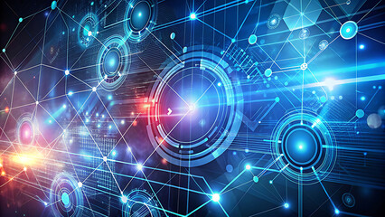 Obraz premium Modern Technology Abstract Background with Futuristic Digital Data Elements, Circuit Connections, and Innovative Graphics for Presentations, Web Design, Branding, and High-Tech Content Creation