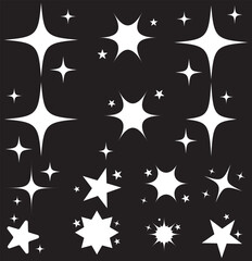 Retro futuristic sparkle icons collection. Set of star shapes. Abstract cool shine effect sign vector design. Templates for design, posters, projects, banners, logo. 