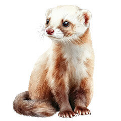 Fototapeta premium detailed illustration of ferret with soft, fluffy coat, sitting gracefully. animal expressive eyes and delicate whiskers add charm to its appearance