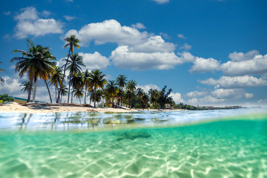 View of the beach from the ocean 