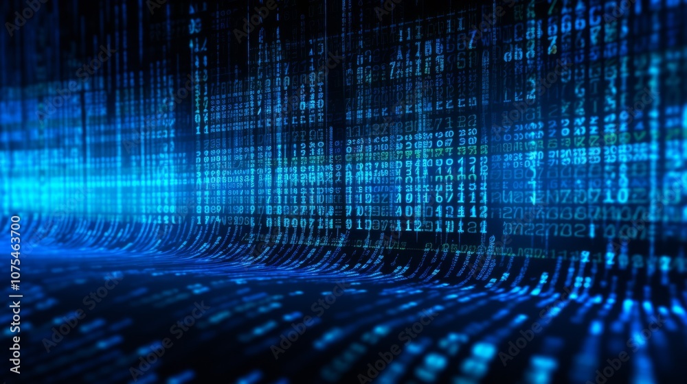 Poster scientific technology data binary code network conveying connectivity. neural network ai generated a
