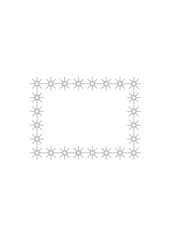 rectangular frame made of octagonal stars with black outlines against a transparent background, abstract black and white drawing with copy space suitable for invitation cards, greeting cards etc