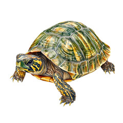 Obraz premium detailed illustration of tortoise showcasing its unique shell patterns and colors. tortoise appears lively and curious, making it captivating subject for nature lovers