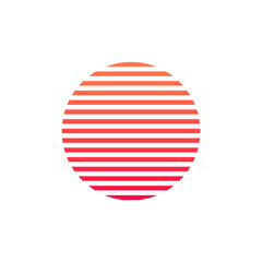 Red Old retro vintage sun circle. Logo design sunrise sunset.