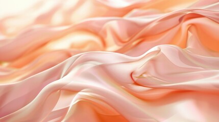 Peach Silk Drape: Luxurious and elegant peach silk fabric gracefully drapes and folds, creating a stunning visual texture. The soft, warm tones evoke feelings of serenity and sophistication. 