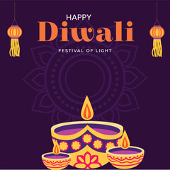 Diwali festival holiday social media template .Holiday background for branding, card, banner, 