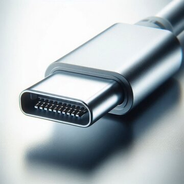 Close-Up of a Type C USB Port on White Background &ndash; Highly Detailed Macro Shot. High-Resolution Image of a Type C USB Connector with Realistic Textures