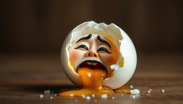 Use a cracked egg with a face and its jaw dropping to make an image 