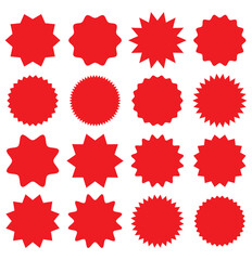 Set of black price sticker, sale or discount sticker, sunburst badges icon. Stars shape with different number of rays. Special offer price tag. 