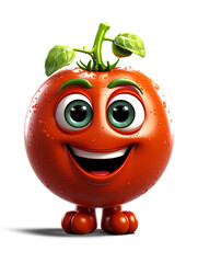 funny tomato cartoon on transparent background