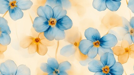 Obraz premium Watercolor Painting of Blue and Orange Flowers