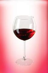 Red Wine in Glass on pink Background