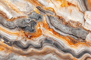 Obraz premium Ornate orange-gray stone with wavy layers and textures