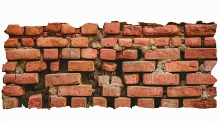 Obraz premium Red Brick Wall Texture: A rustic and weathered brick wall texture, with exposed mortar and chipped bricks, creates a sense of age and history. This image is perfect for backgrounds, overlays.