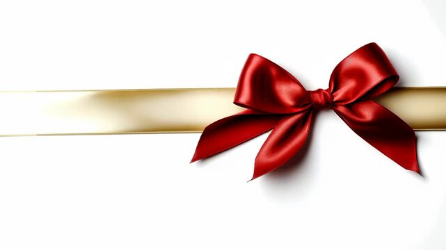 Red bow with ribbon isolated on white
