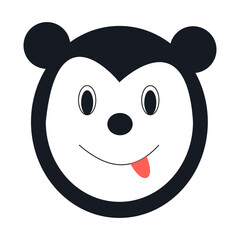 Vector of a cartoon bear face with playful expression and tongue out.