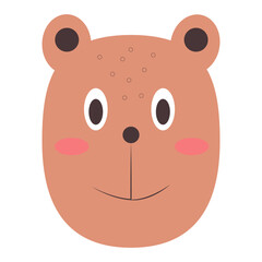 Vector of a simple cartoon bear face with a friendly smile.