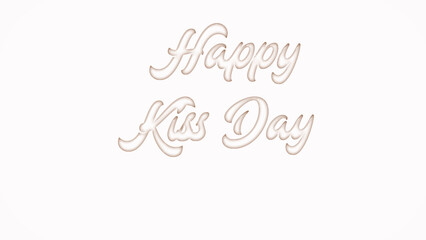 Happy Kiss Day with plastic style text effect on white background