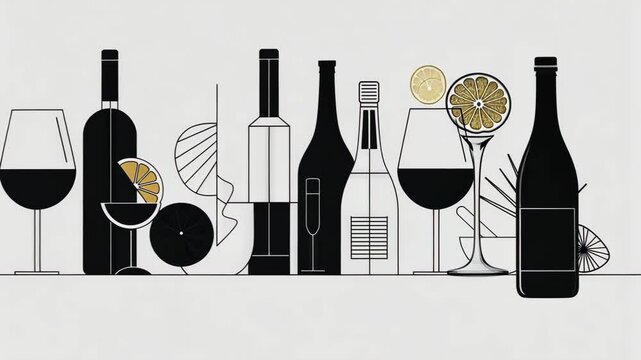 Minimalist line art illustrations transform everyday objects into abstract compositions.