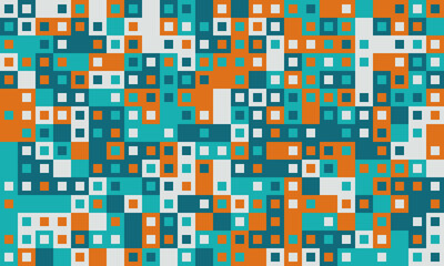 Trendy mosaic-style pattern with structured geometry. A vibrant, colourful grid design ideal for cover art, fabric, or creative posters.