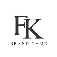 FK trendy logotype template. Initial letter f and k classic font style. Creative logo for company name or identity.