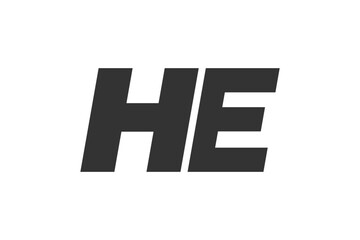 HE Techno Editable Font Logo For Corporate Branding. Bold, Futuristic Design With Unique Typographic Ideas. Minimal Custom Type And Dynamic Letter