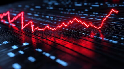 Red Line Graph on a Black and Blue Background