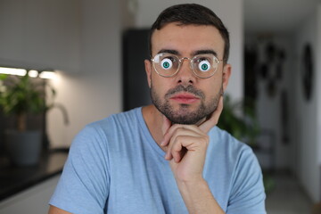 Man using modern bionic eyes 