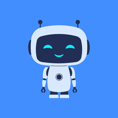 Cheerful cute robot. Vector illustration for tech-themed designs, AI concepts, and playful, futuristic projects