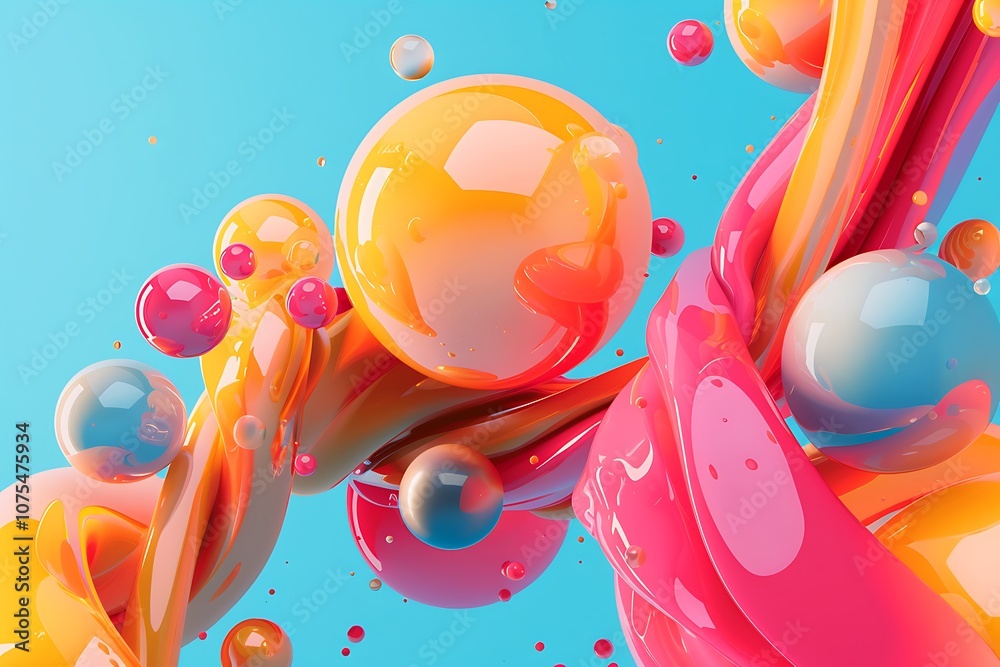 Poster abstract background with smooth lines in blue and orange colors