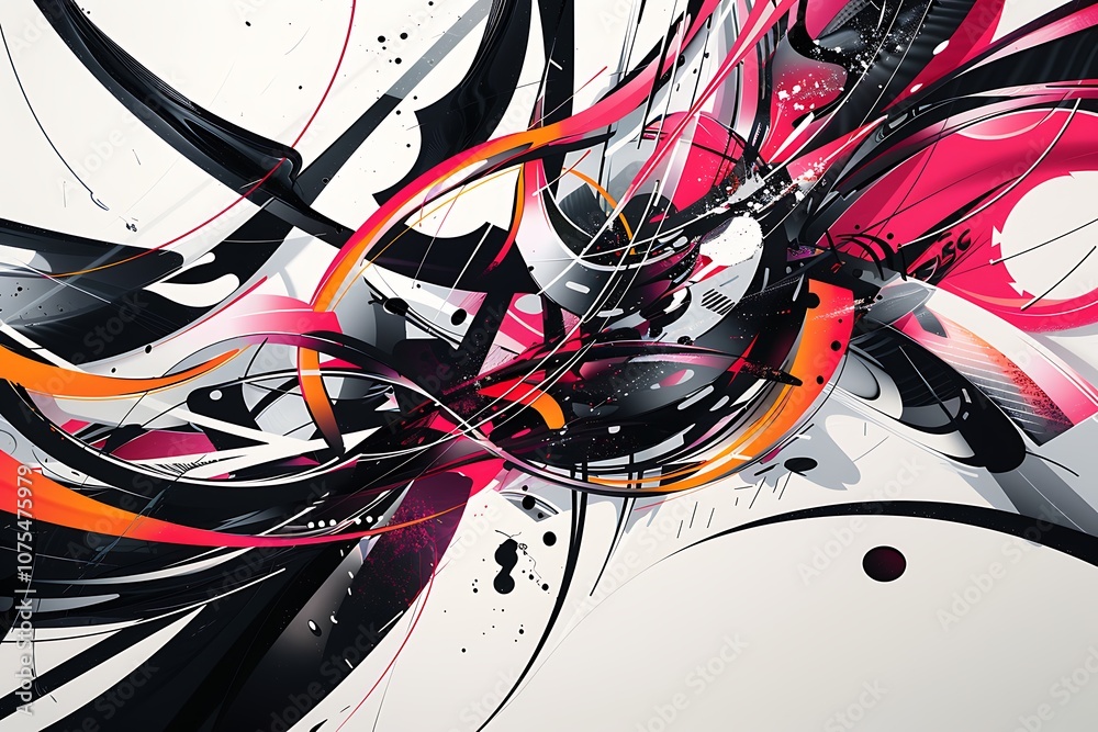 Poster Abstract background with smooth lines in blue and orange colors