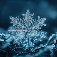 Background with a close-up of an intricate snowflake