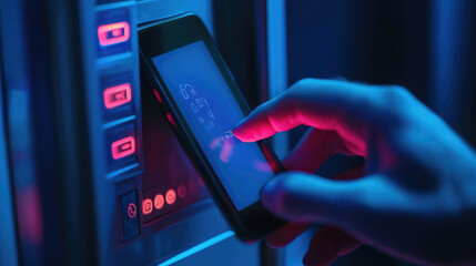 Contactless Payment: Smartphone Near ATM for Secure Mobile Banking Transaction